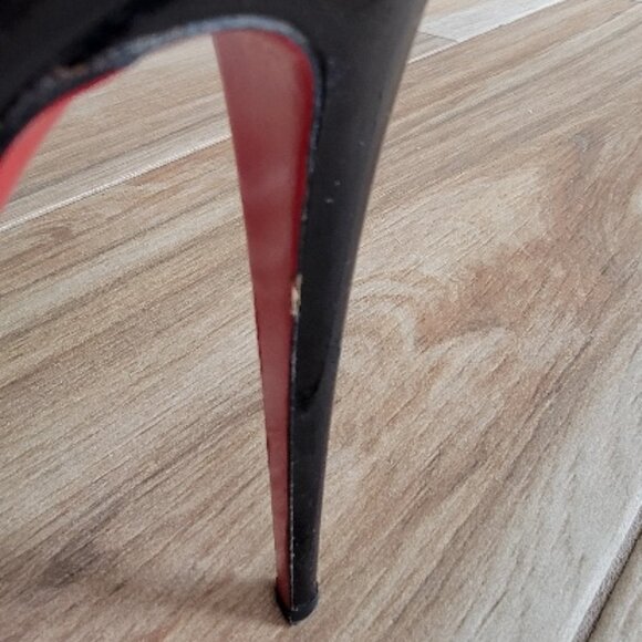 Christian Louboutin Nude/White/Black Patent Leather Lady Peep Slingback 150mm - Picture 9 of 15